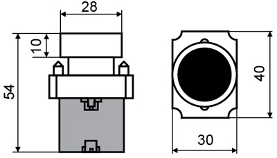Рис.2. Габаритный чертеж кнопки XB2-BA51