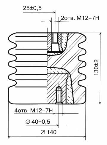 Размеры опорного изолятора И16-80 I УХЛ2